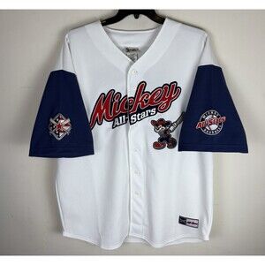 Vintage 90s Y2K Disney Mickey All Stars Baseball Jersey / Embroidered / Large